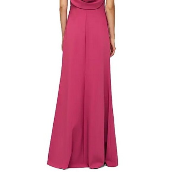 Kay Unger Pippa Berry Sorbet Pink Embellished Cowl Back Trumpet Gown - Picture 6 of 7